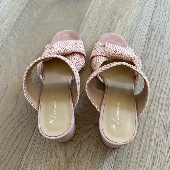Anthropologie raffia heel sandal blush pink size 8 (39) - Picture 5 of 10